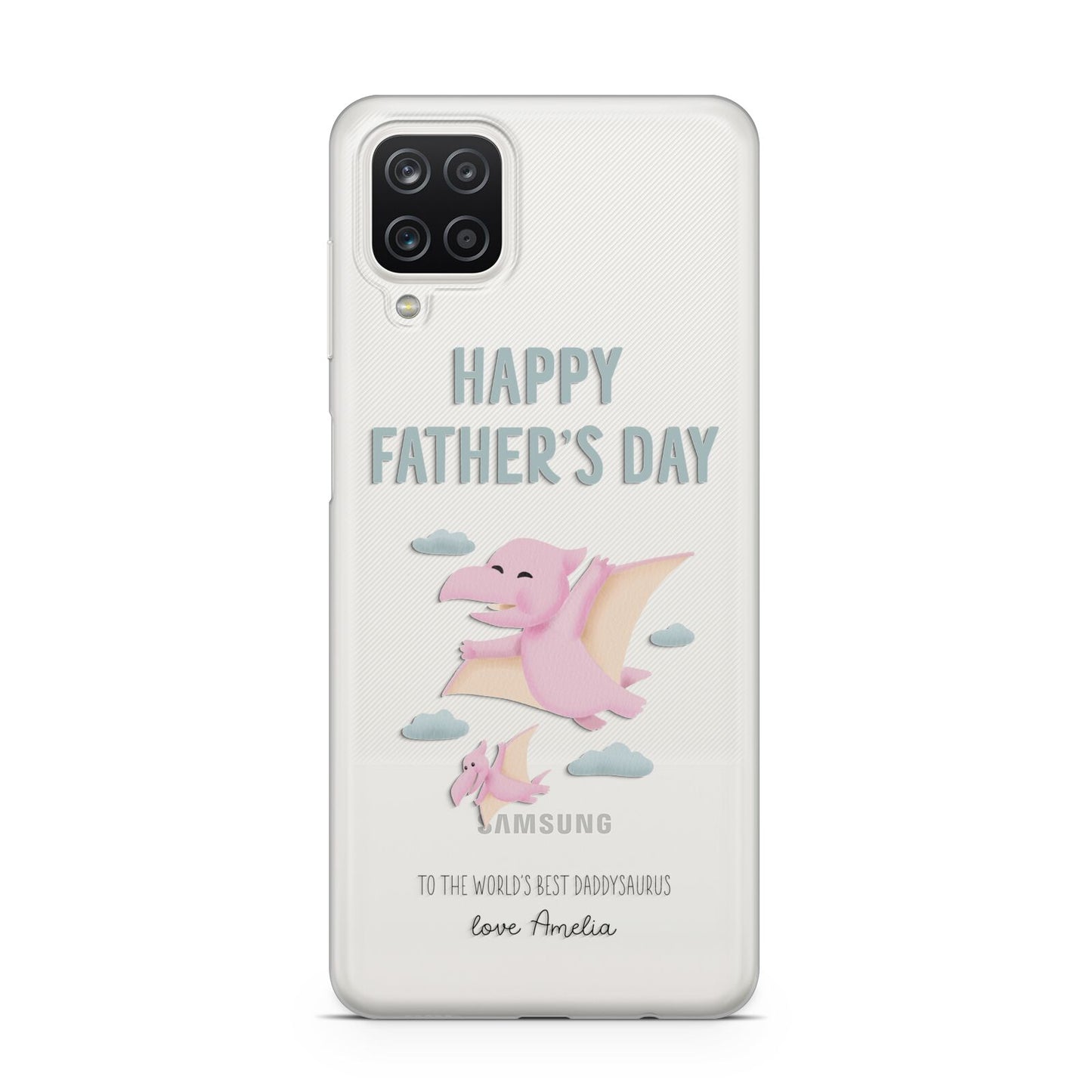 Pink Dino Happy Fathers Day Custom Samsung M12 Case