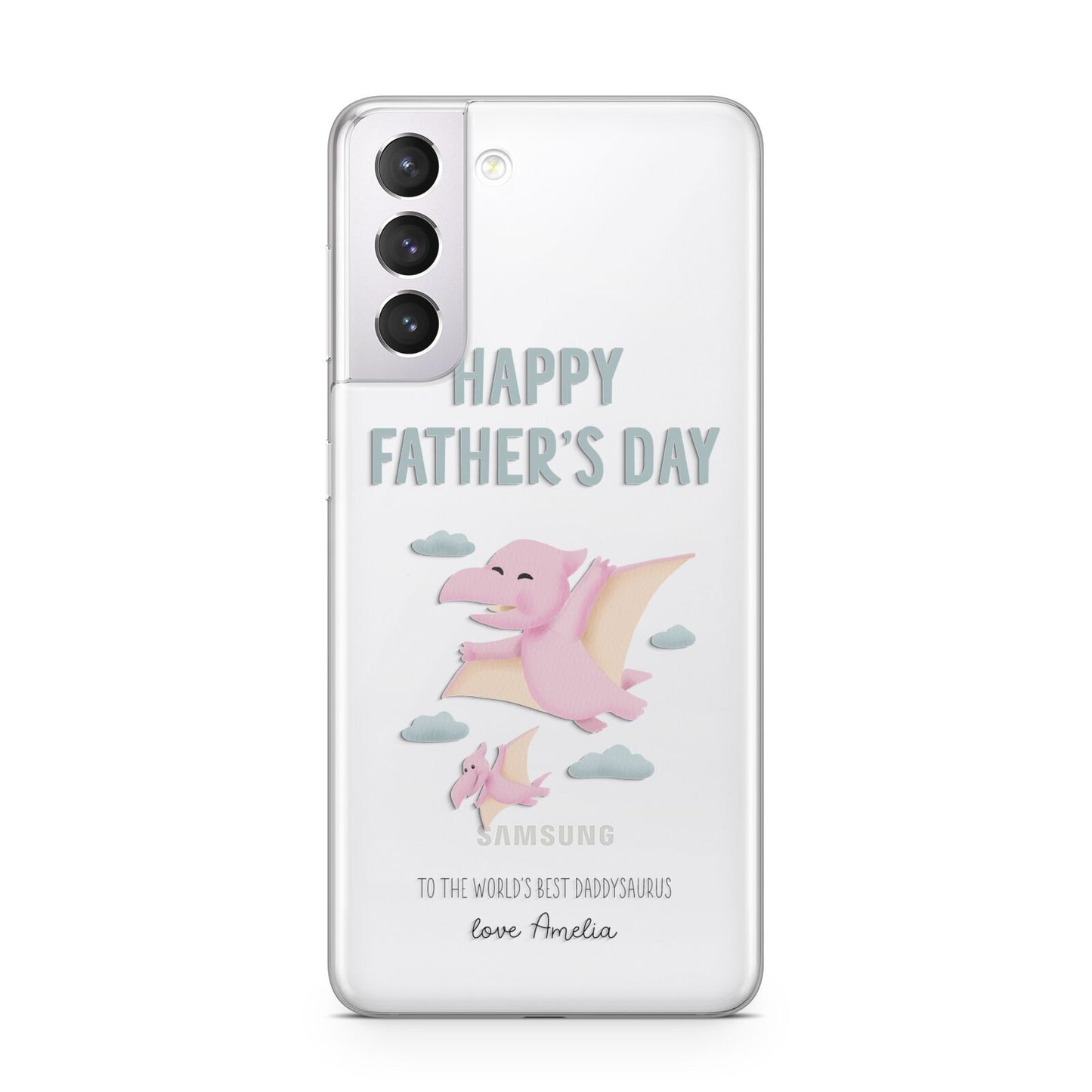 Pink Dino Happy Fathers Day Custom Samsung S21 Case