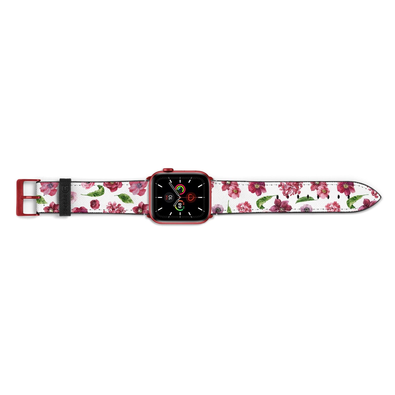 Pink Floral Apple Watch Strap Landscape Image Red Hardware