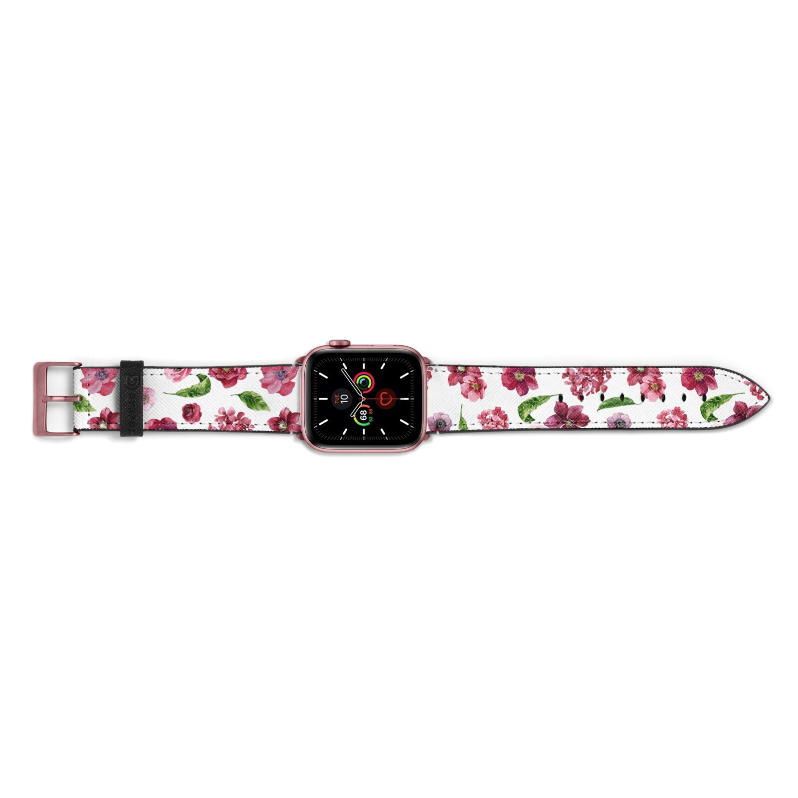 Pink Floral Apple Watch Strap Landscape Image Rose Gold Hardware