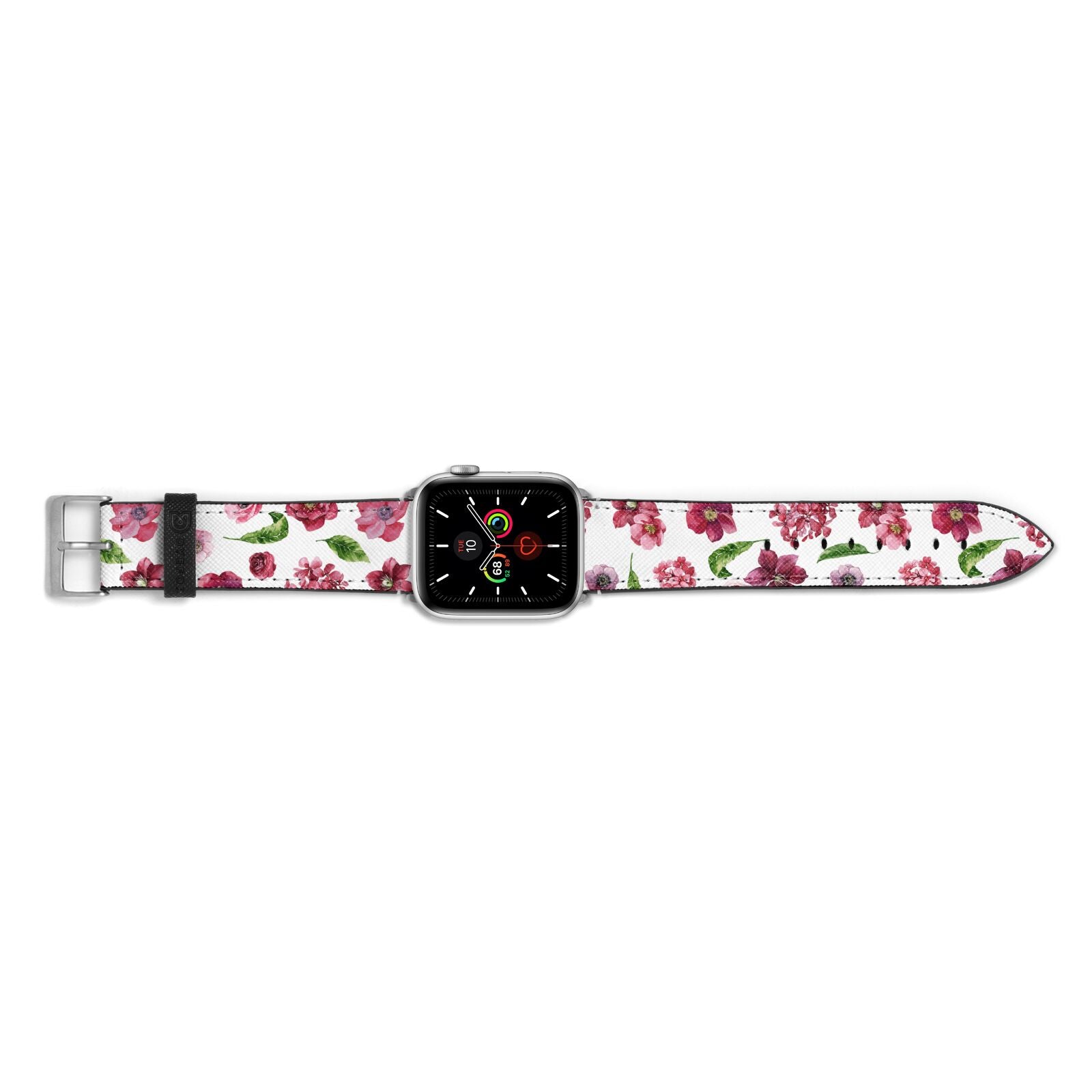 Pink Floral Apple Watch Strap Landscape Image Silver Hardware