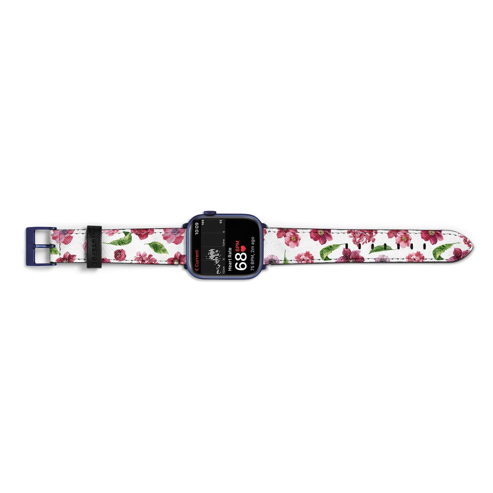 Pink Floral Apple Watch Strap Size 38mm Landscape Image Blue Hardware