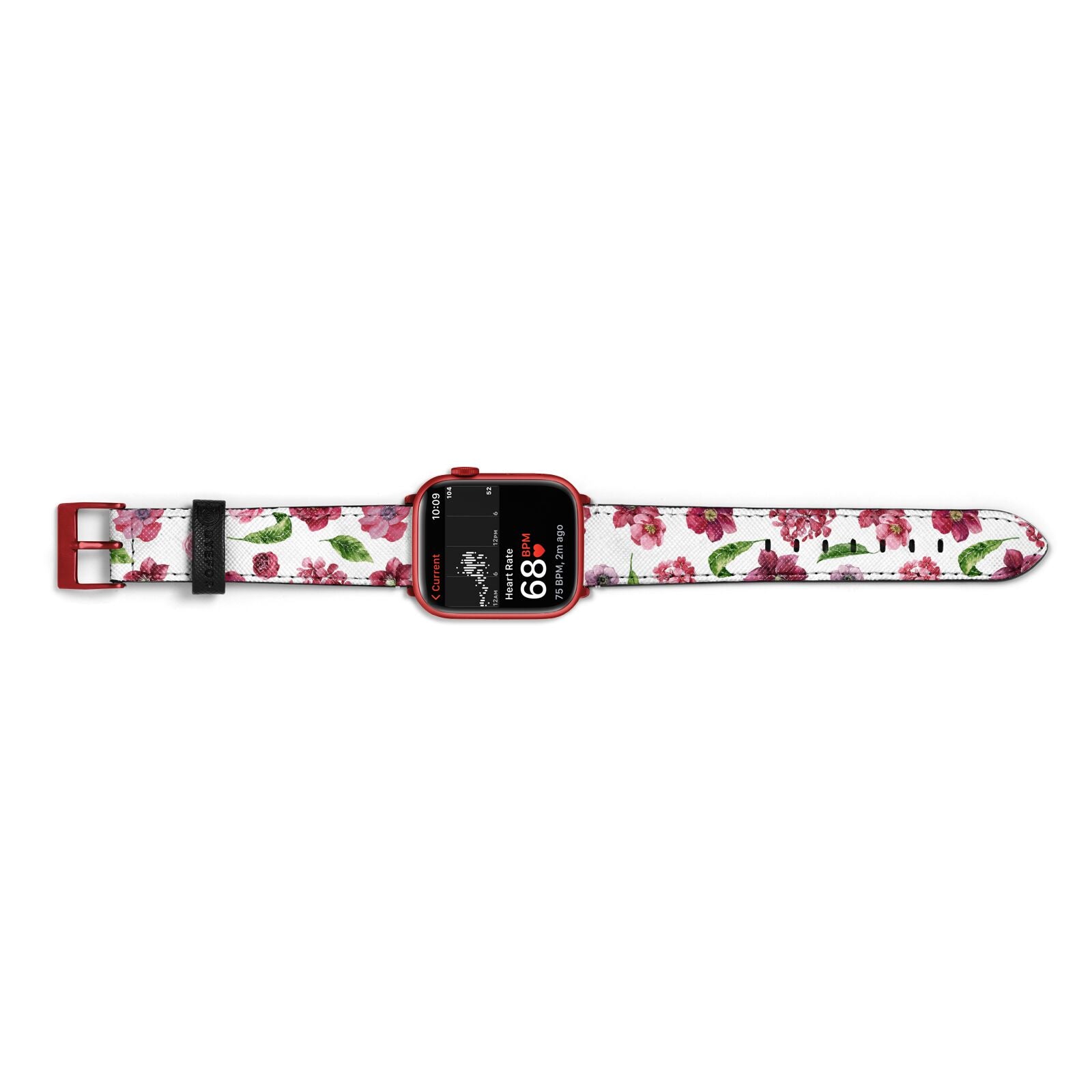 Pink Floral Apple Watch Strap Size 38mm Landscape Image Red Hardware