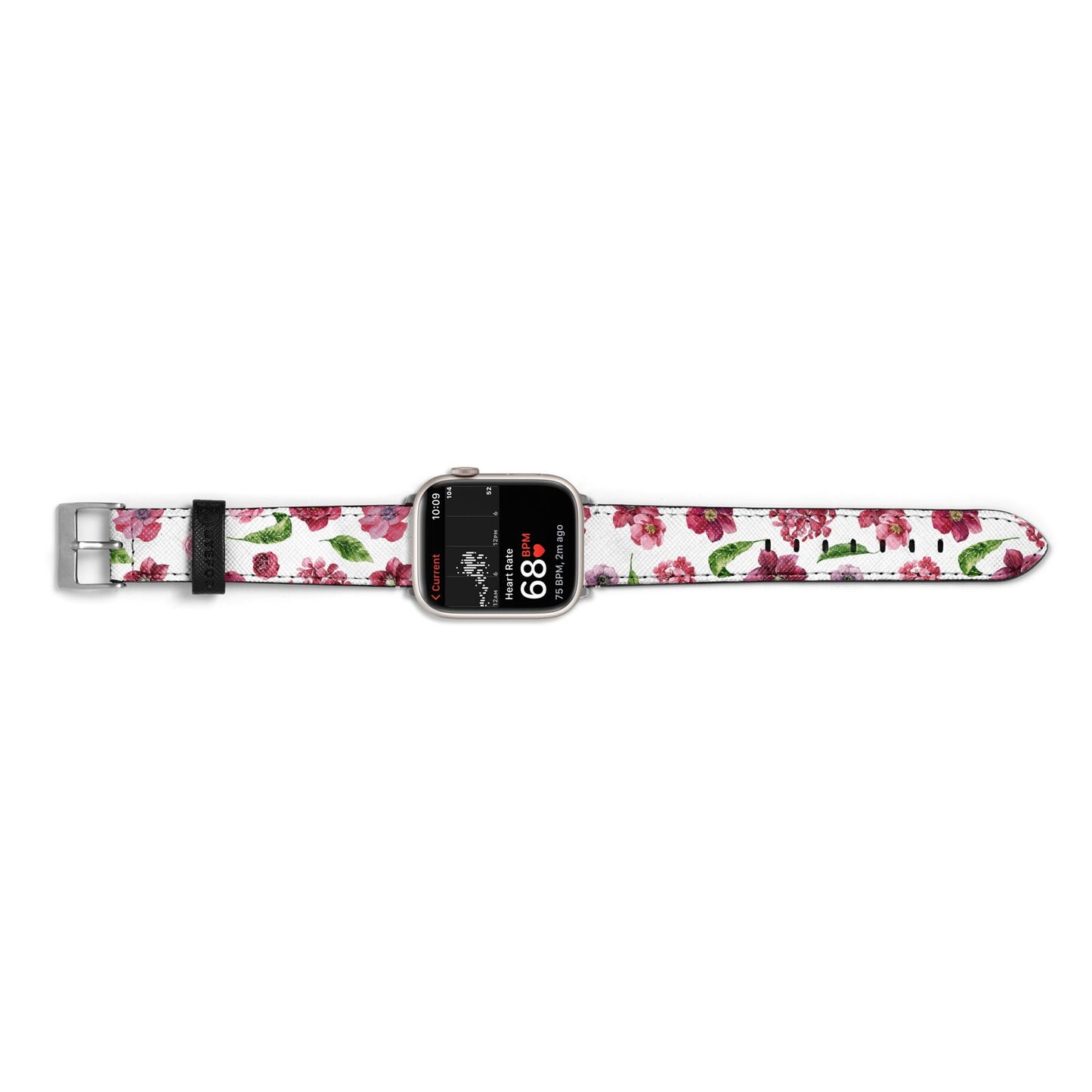 Pink Floral Apple Watch Strap Size 38mm Landscape Image Silver Hardware