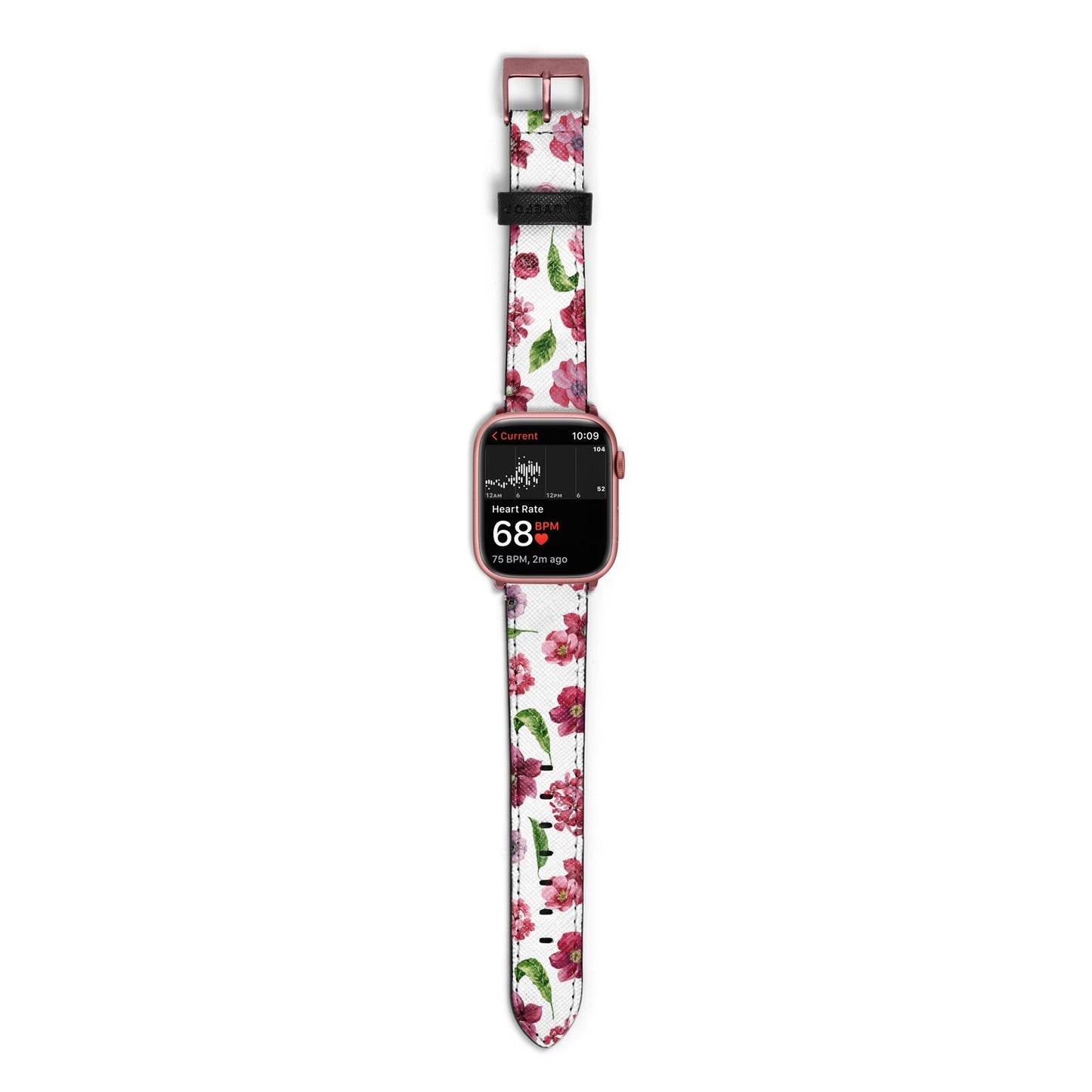 Pink Floral Apple Watch Strap Size 38mm with Rose Gold Hardware