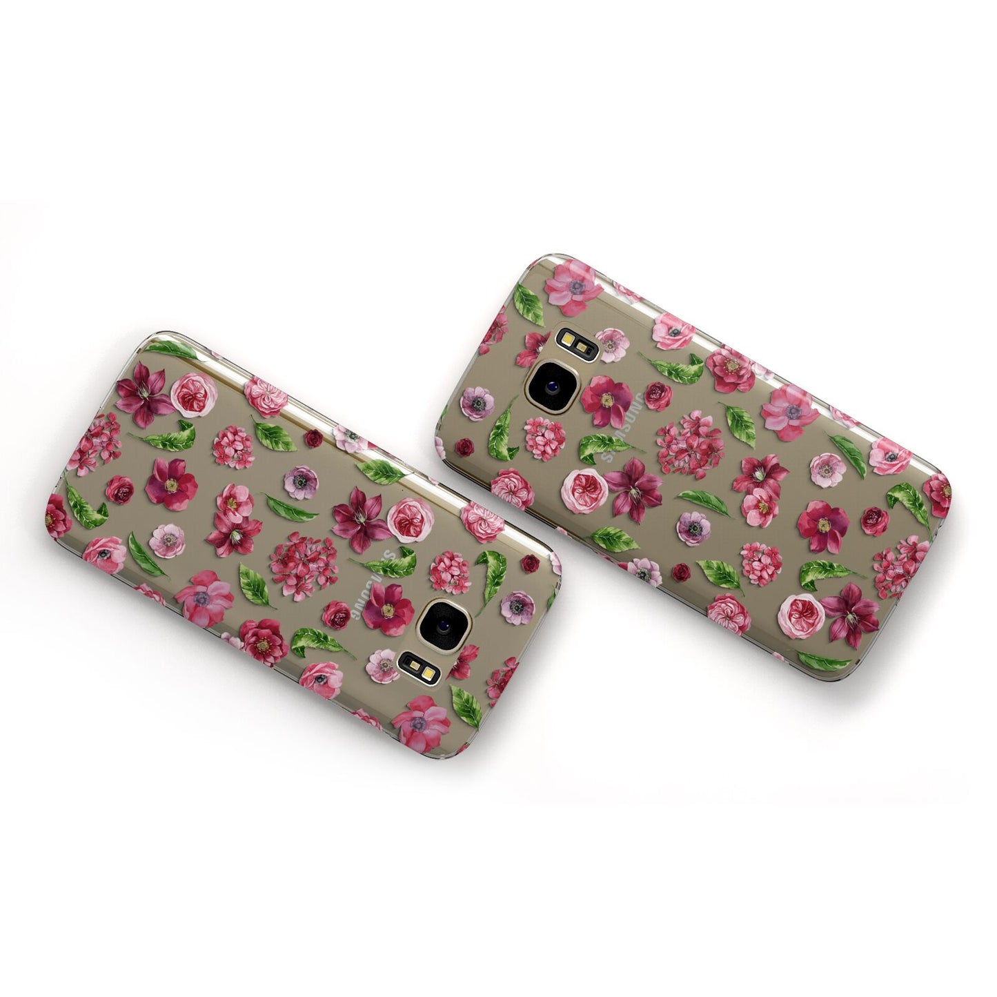 Pink Floral Samsung Galaxy Case Flat Overview