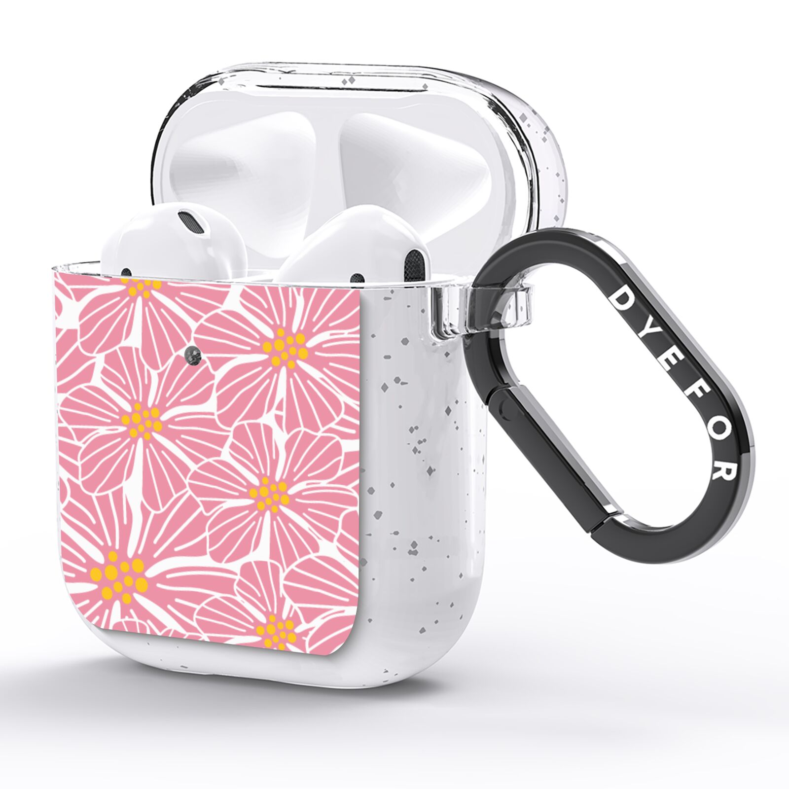 Pink Flowers AirPods Glitter Case Side Image