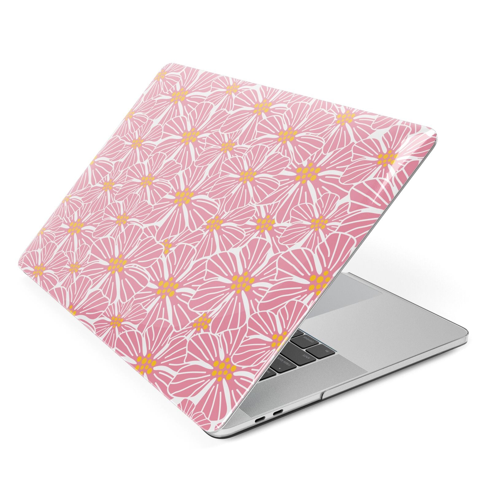 Pink Flowers Apple MacBook Case Side View