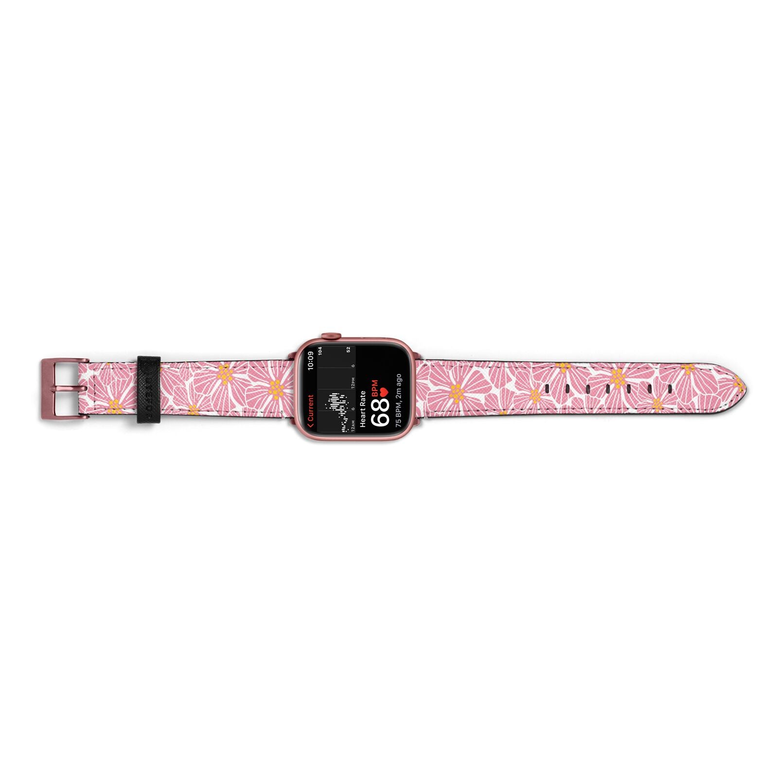 Pink Flowers Apple Watch Strap Size 38mm Landscape Image Rose Gold Hardware