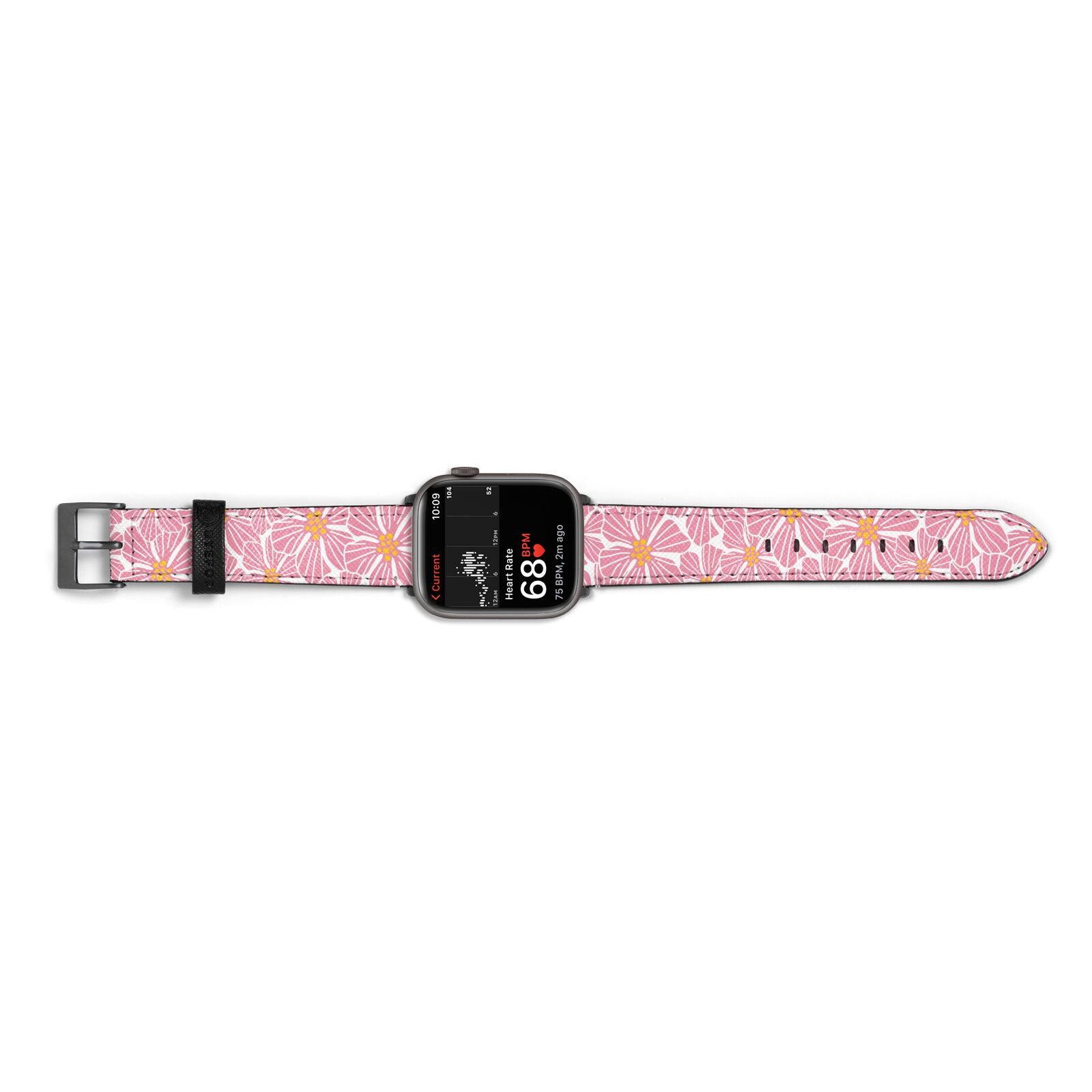 Pink Flowers Apple Watch Strap Size 38mm Landscape Image Space Grey Hardware