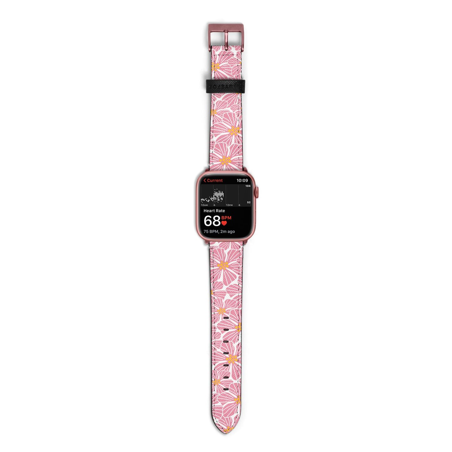 Pink Flowers Apple Watch Strap Size 38mm with Rose Gold Hardware