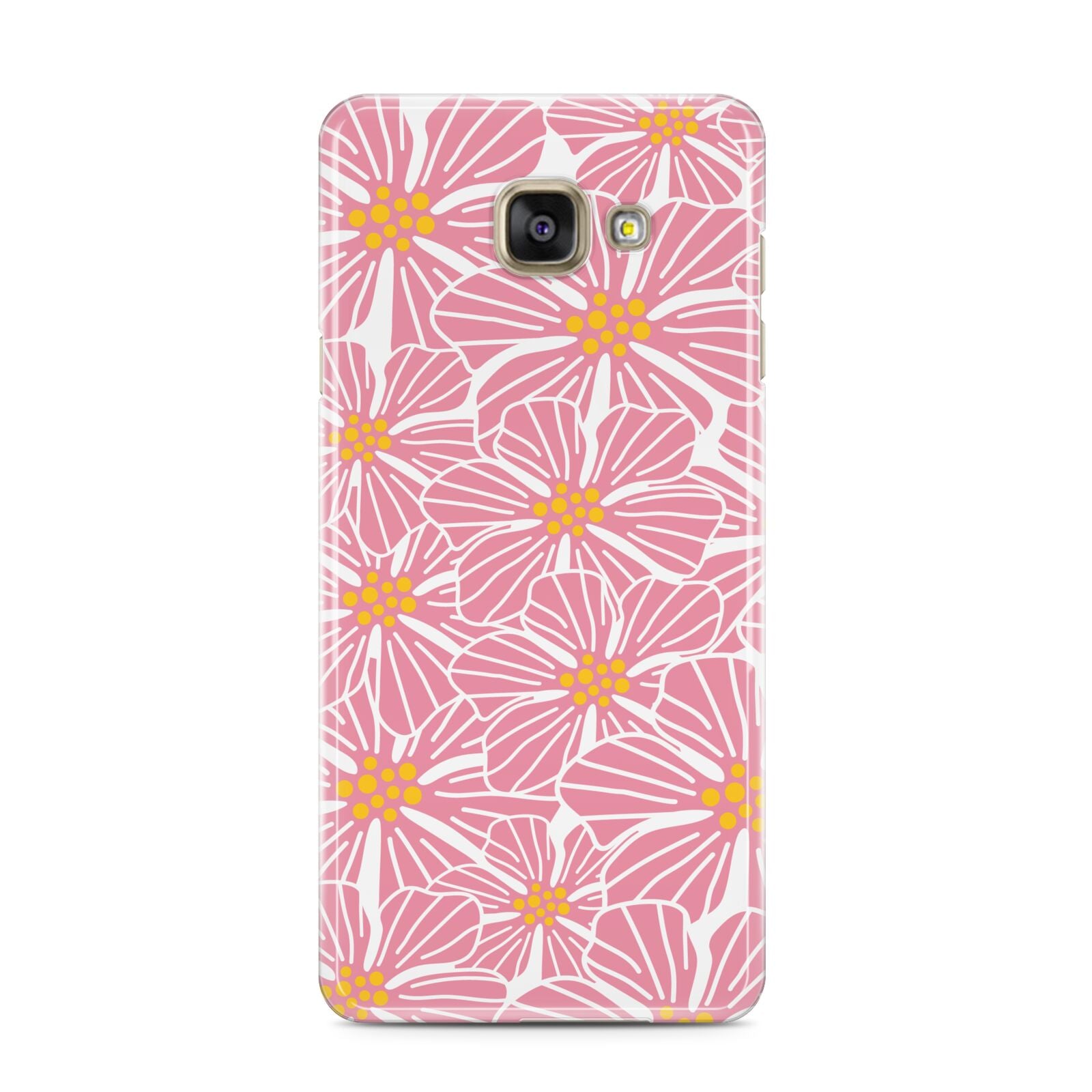 Pink Flowers Samsung Galaxy A3 2016 Case on gold phone