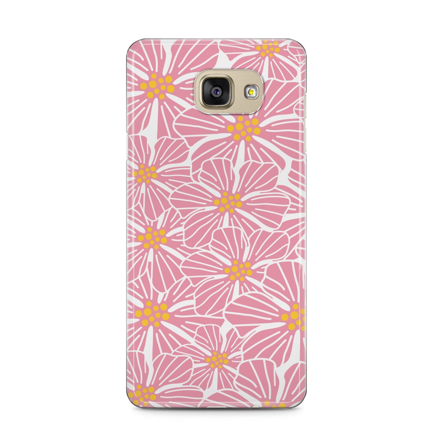 Pink Flowers Samsung Galaxy A5 2016 Case on gold phone