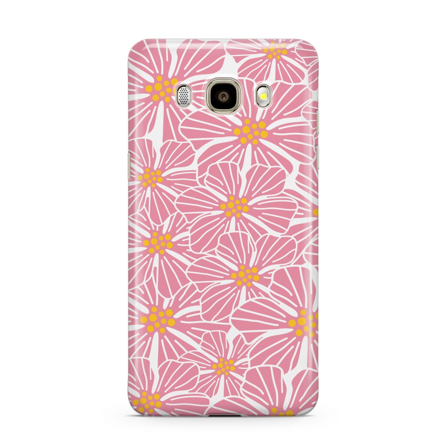 Pink Flowers Samsung Galaxy J7 2016 Case on gold phone