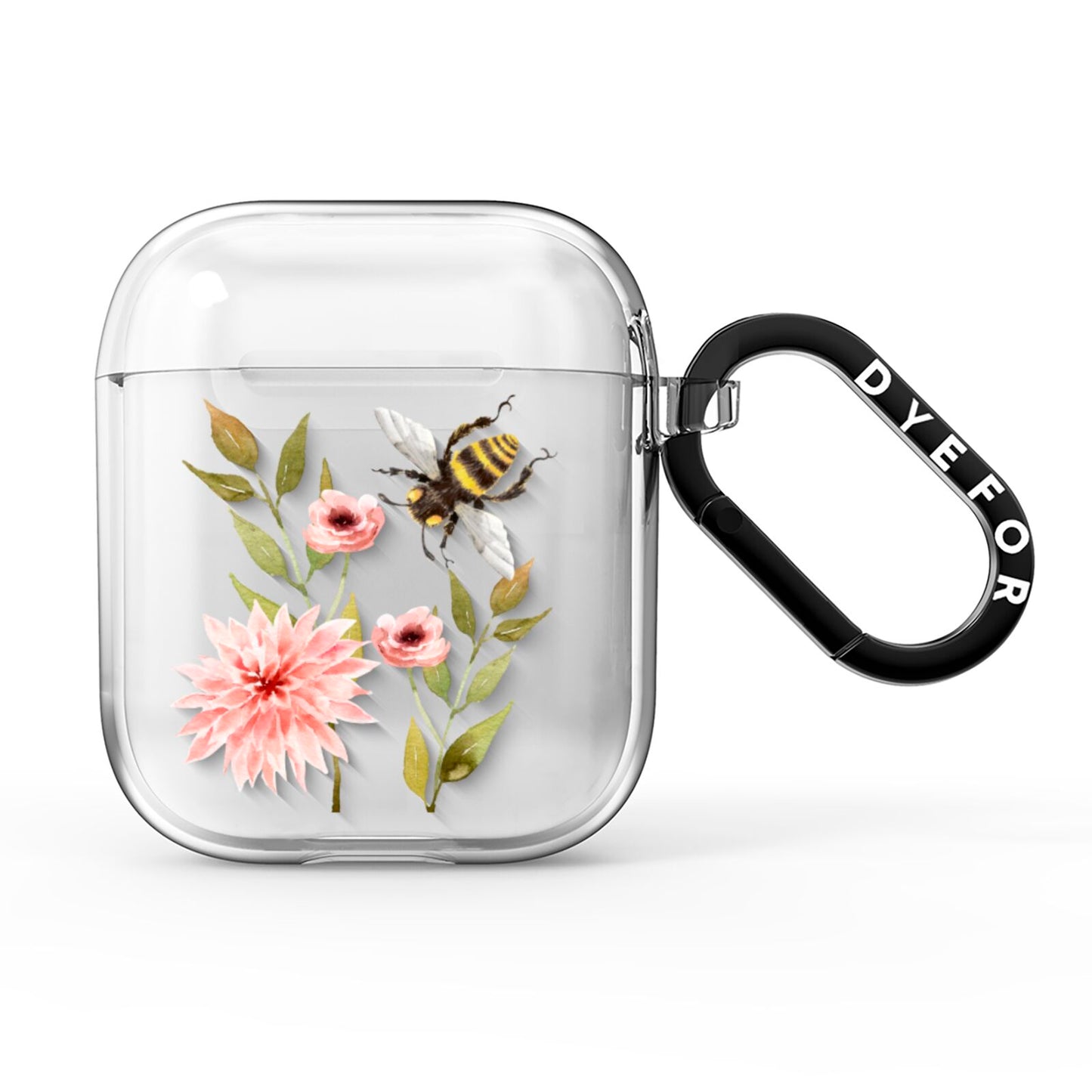 Pink Flowers and Bees AirPods Clear Case