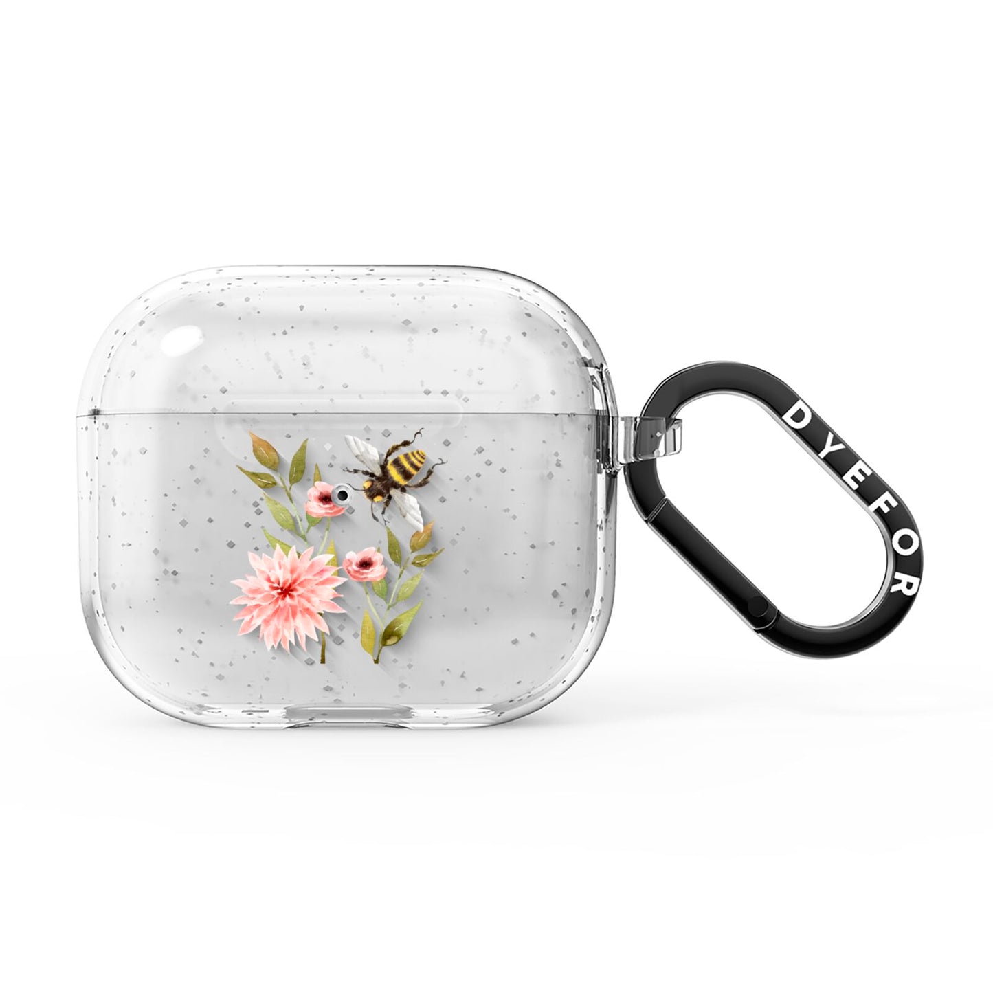 Pink Flowers and Bees AirPods Glitter Case 3rd Gen