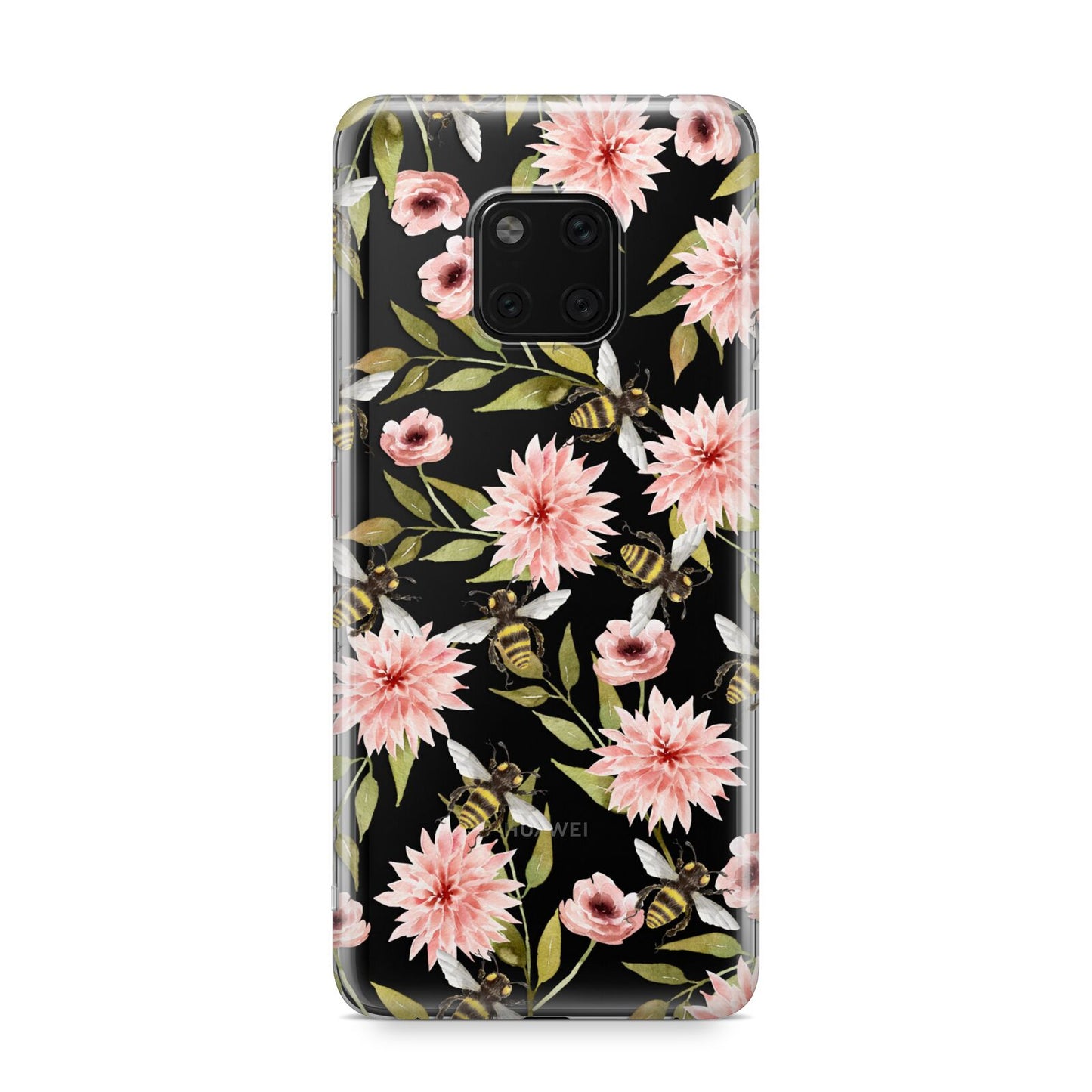 Pink Flowers and Bees Huawei Mate 20 Pro Phone Case