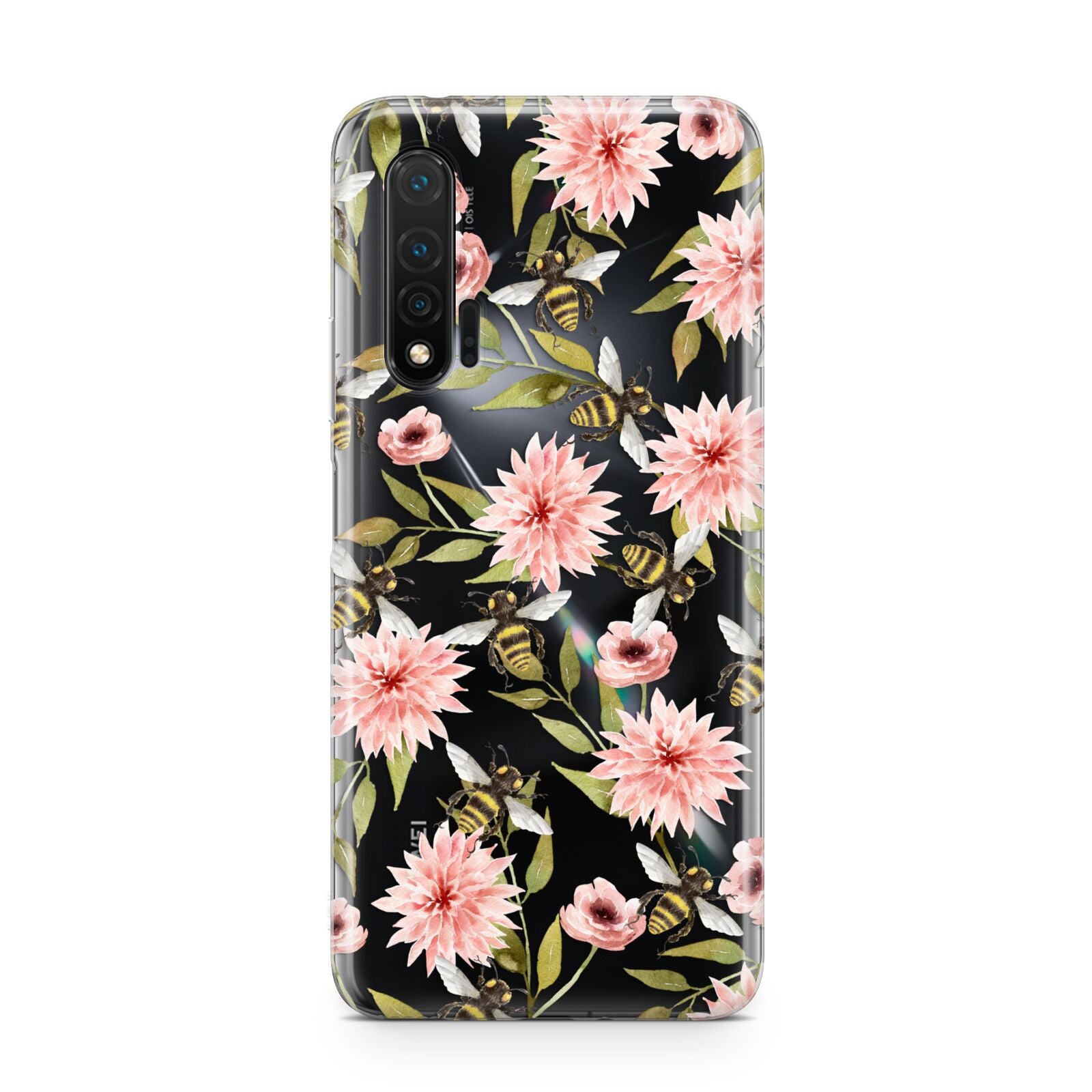 Pink Flowers and Bees Huawei Nova 6 Phone Case