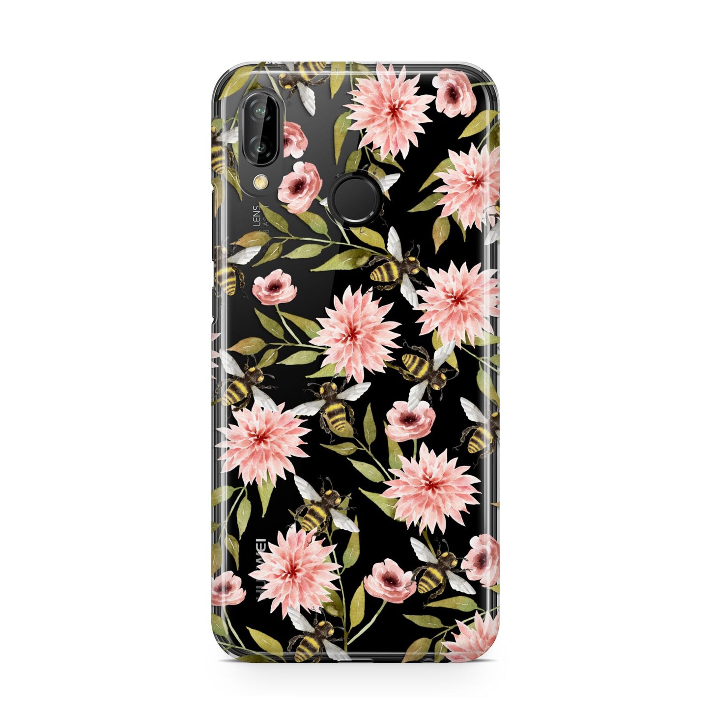 Pink Flowers and Bees Huawei P20 Lite Phone Case