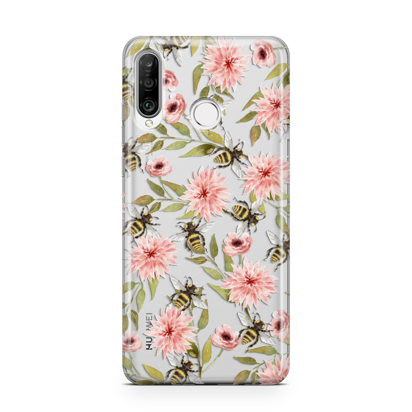 Pink Flowers and Bees Huawei P30 Lite Phone Case