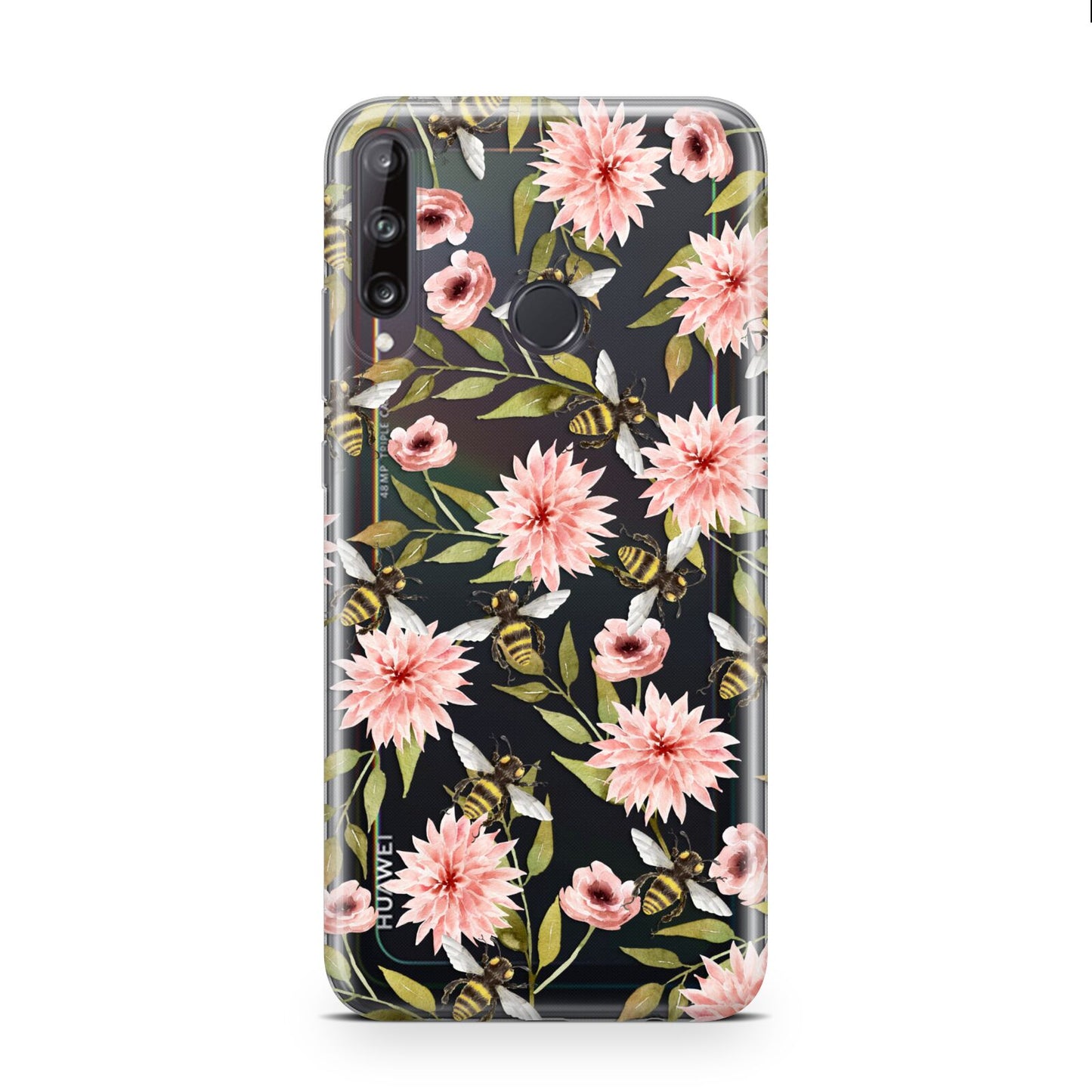 Pink Flowers and Bees Huawei P40 Lite E Phone Case