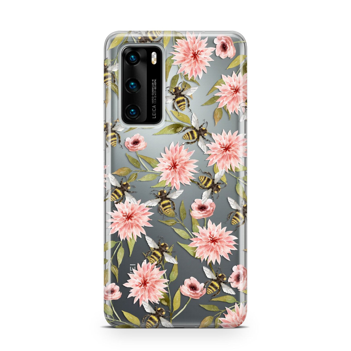 Pink Flowers and Bees Huawei P40 Phone Case