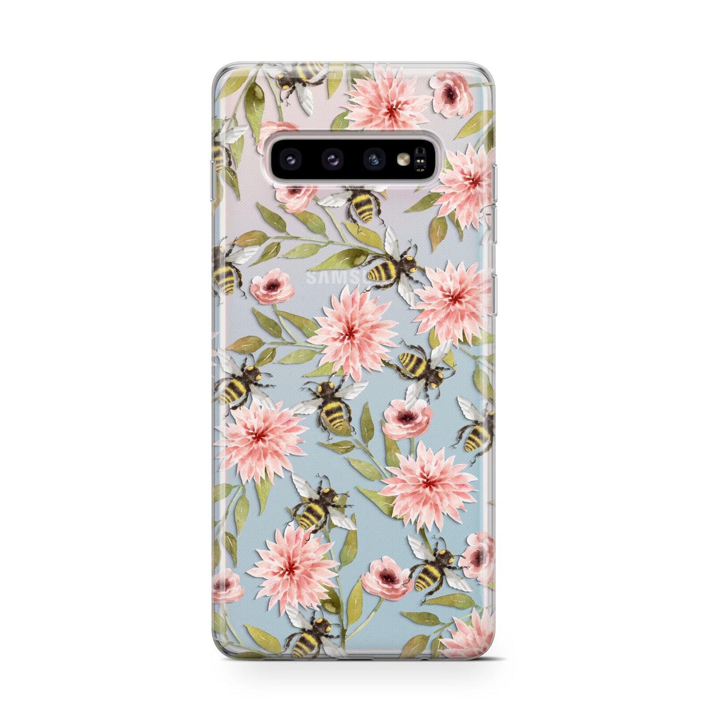 Pink Flowers and Bees Protective Samsung Galaxy Case