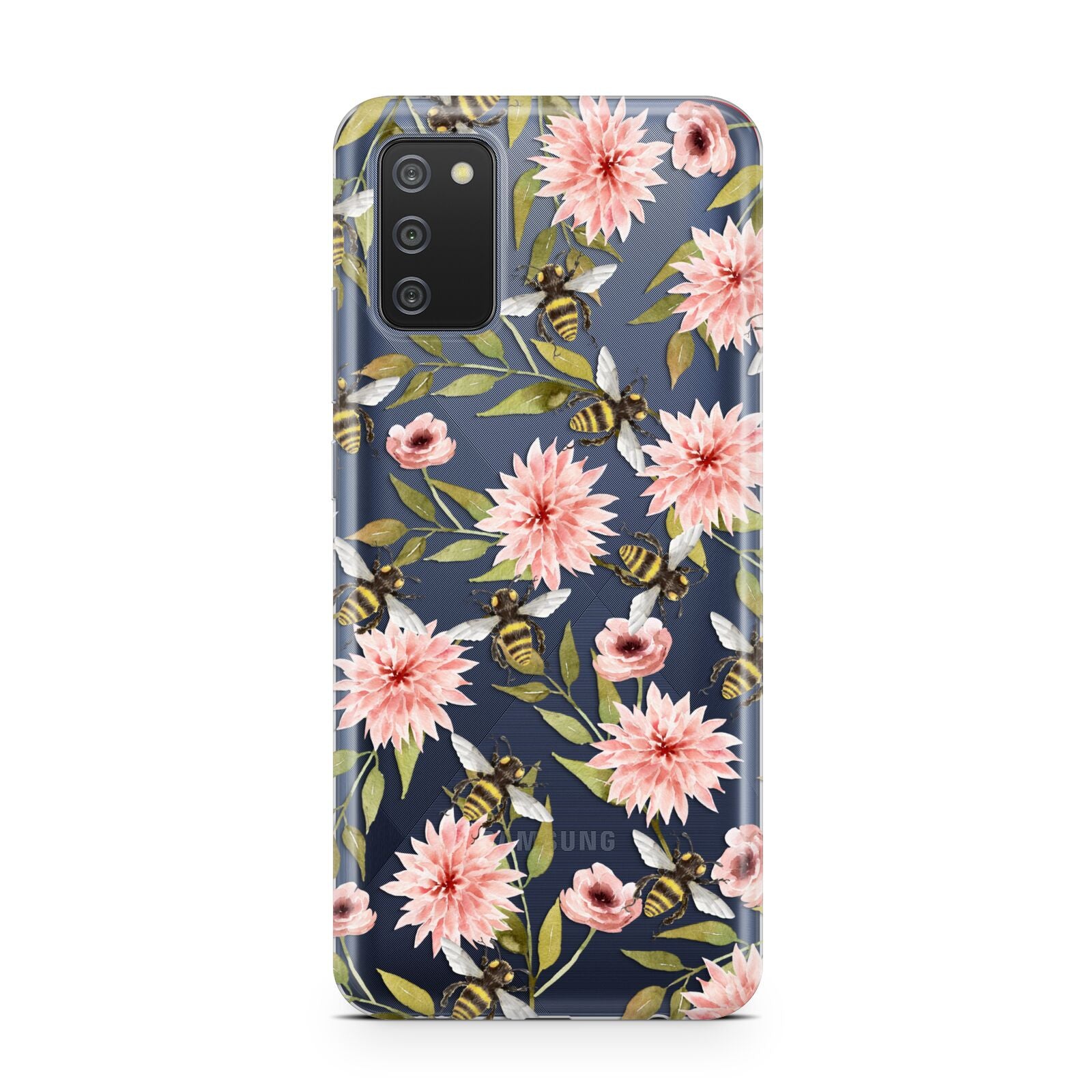 Pink Flowers and Bees Samsung A02s Case