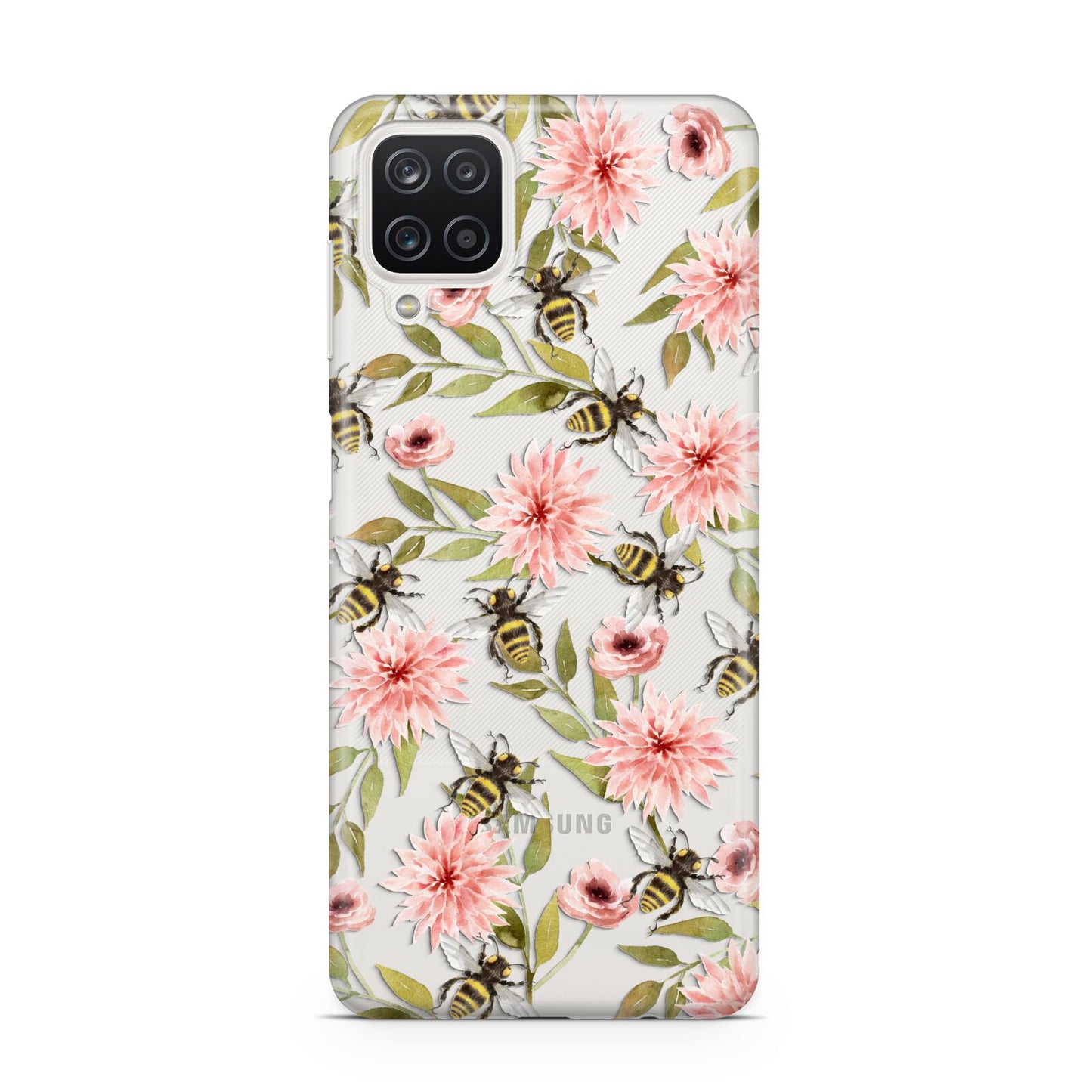 Pink Flowers and Bees Samsung A12 Case