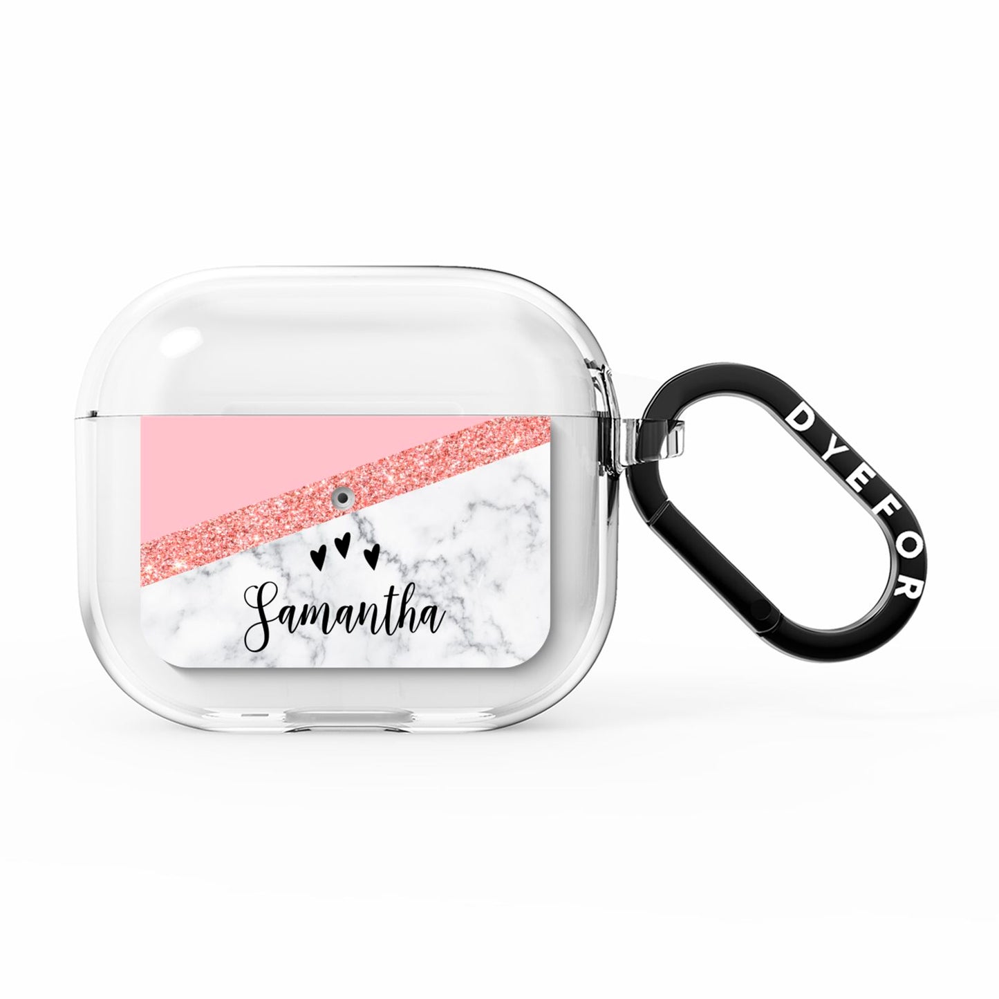 Pink Geometric Marble Personalised Name AirPods Clear Case 3rd Gen