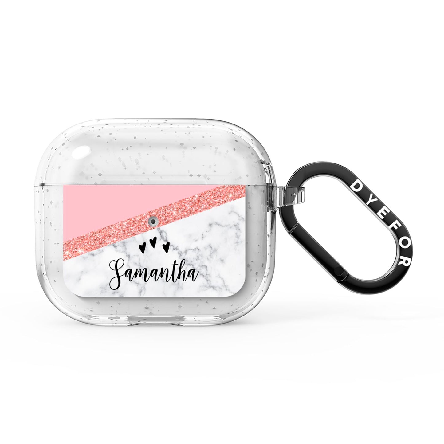 Pink Geometric Marble Personalised Name AirPods Glitter Case 3rd Gen