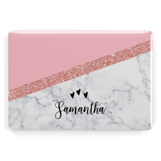 Pink Geometric Marble Personalised Name Apple MacBook Case