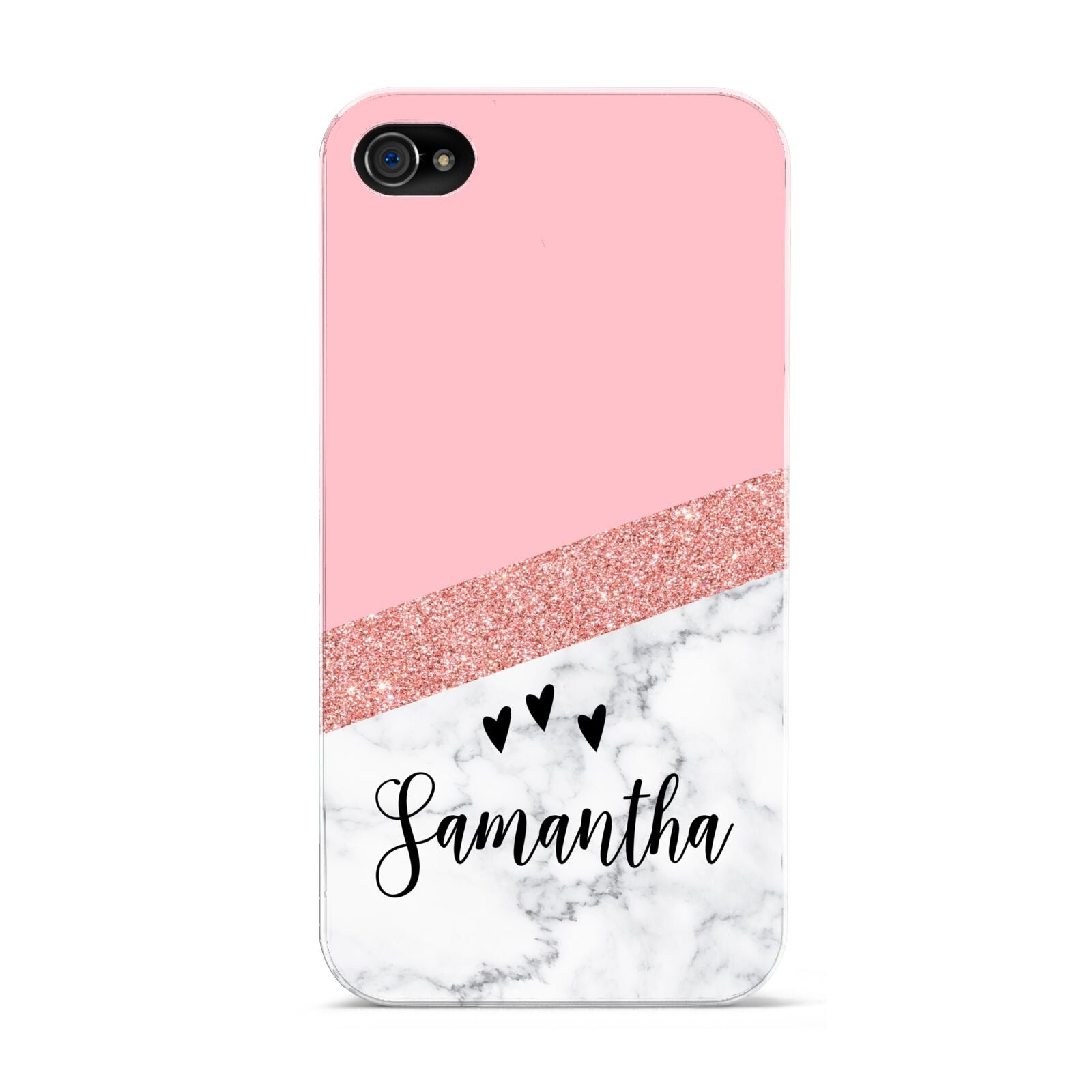 Pink Geometric Marble Personalised Name Apple iPhone 4s Case