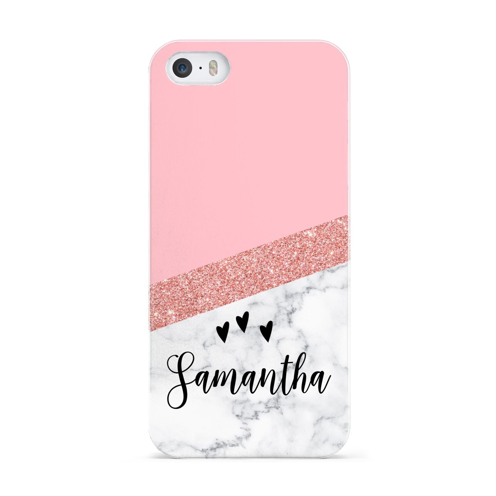 Pink Geometric Marble Personalised Name Apple iPhone 5 Case