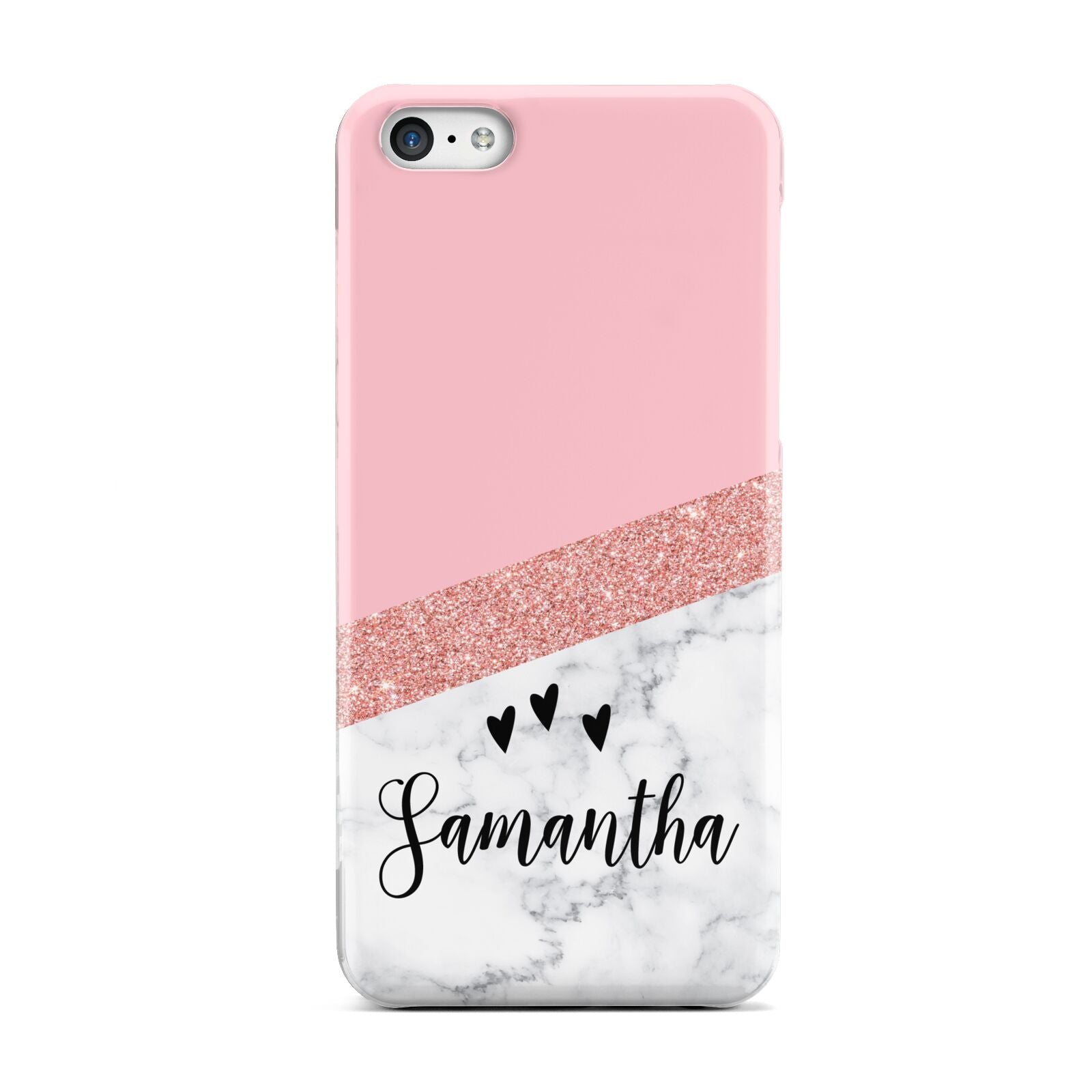 Pink Geometric Marble Personalised Name Apple iPhone 5c Case