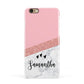 Pink Geometric Marble Personalised Name Apple iPhone 6 3D Snap Case