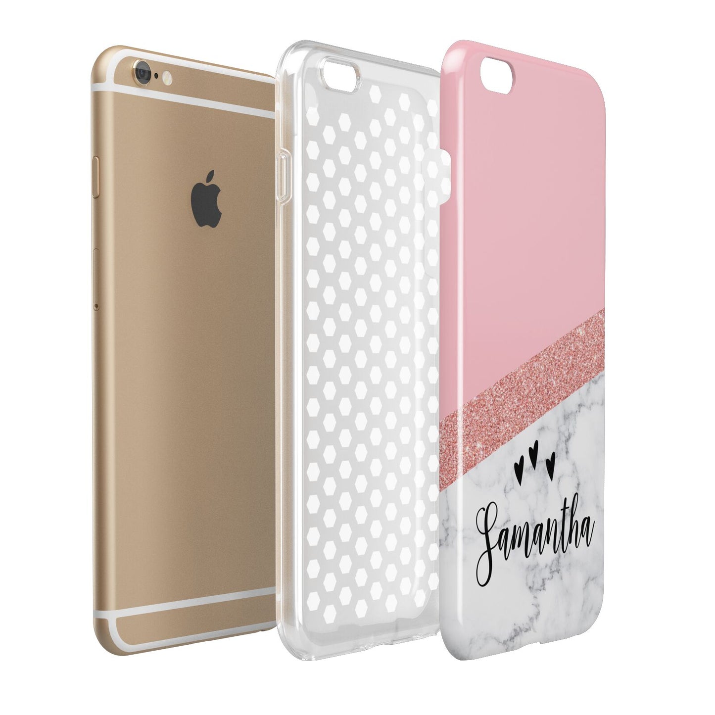 Pink Geometric Marble Personalised Name Apple iPhone 6 Plus 3D Tough Case Expand Detail Image