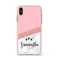 Pink Geometric Marble Personalised Name Apple iPhone Xs Max Impact Case Pink Edge on Gold Phone