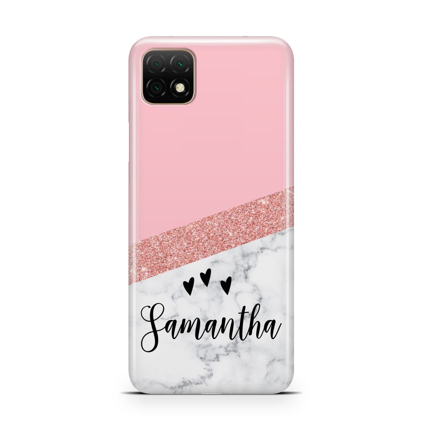 Pink Geometric Marble Personalised Name Huawei Enjoy 20 Phone Case