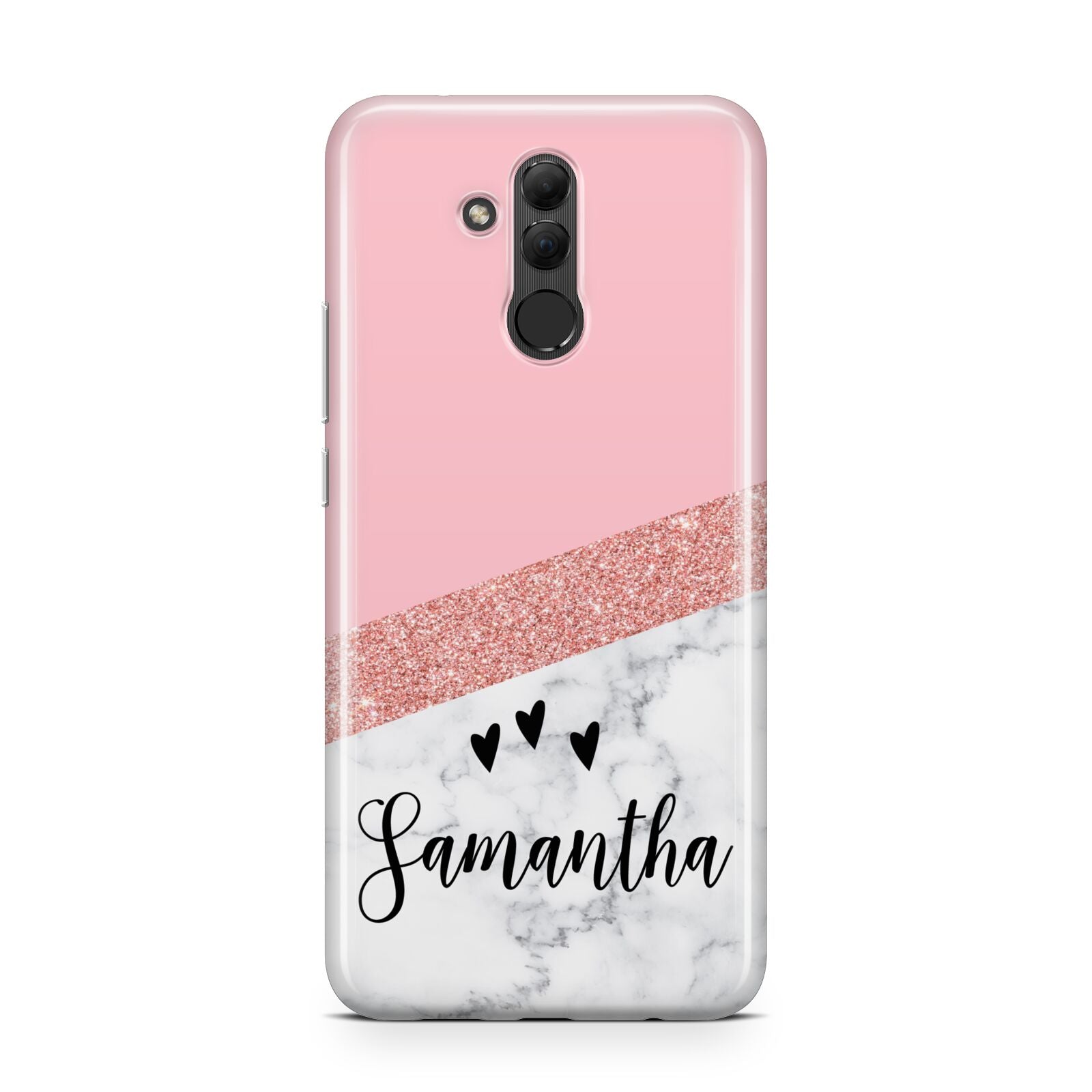 Pink Geometric Marble Personalised Name Huawei Mate 20 Lite