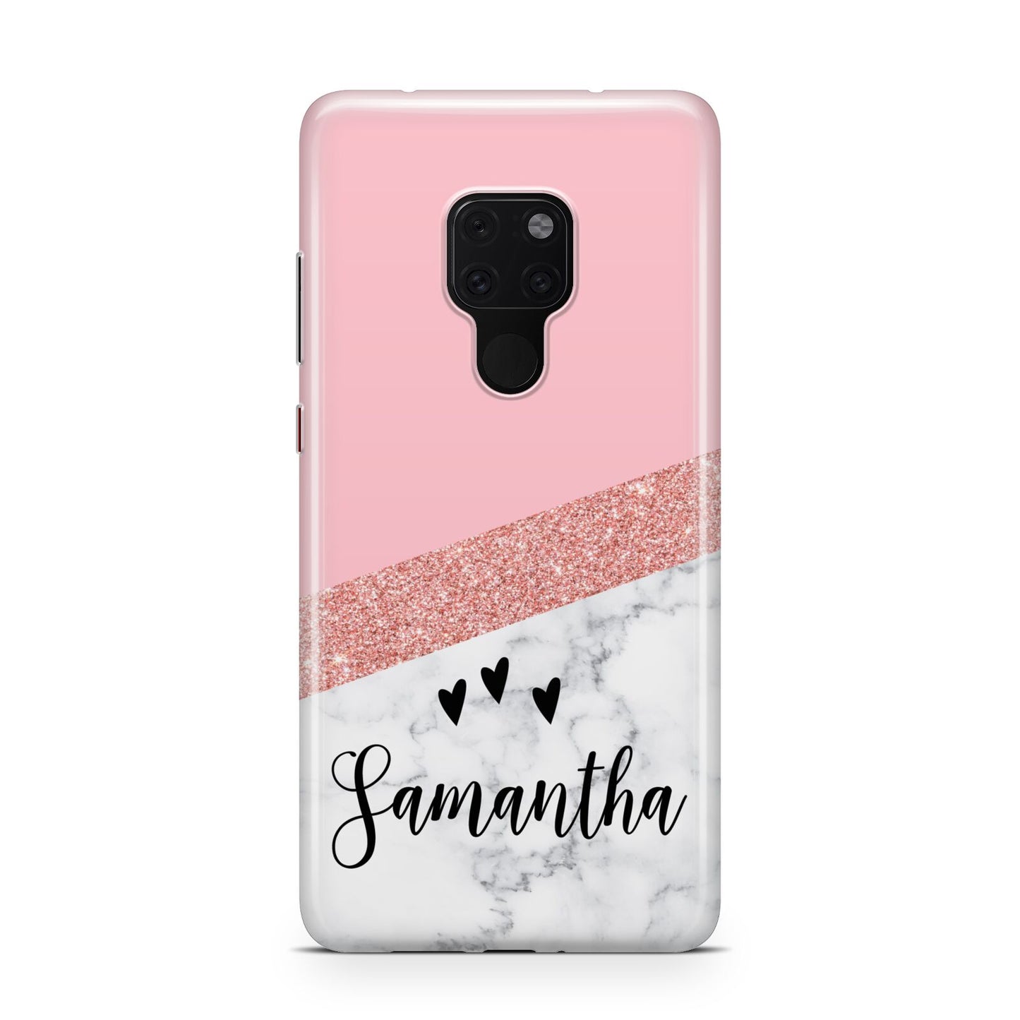 Pink Geometric Marble Personalised Name Huawei Mate 20 Phone Case