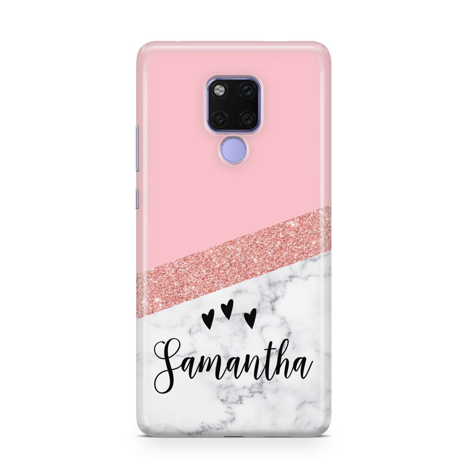 Pink Geometric Marble Personalised Name Huawei Mate 20X Phone Case