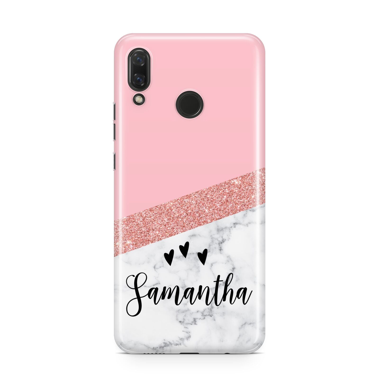 Pink Geometric Marble Personalised Name Huawei Nova 3 Phone Case