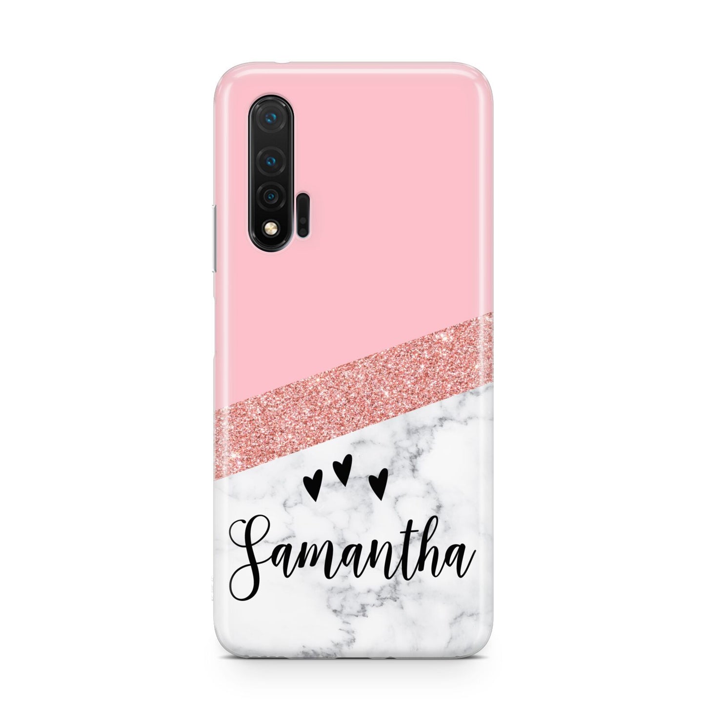 Pink Geometric Marble Personalised Name Huawei Nova 6 Phone Case