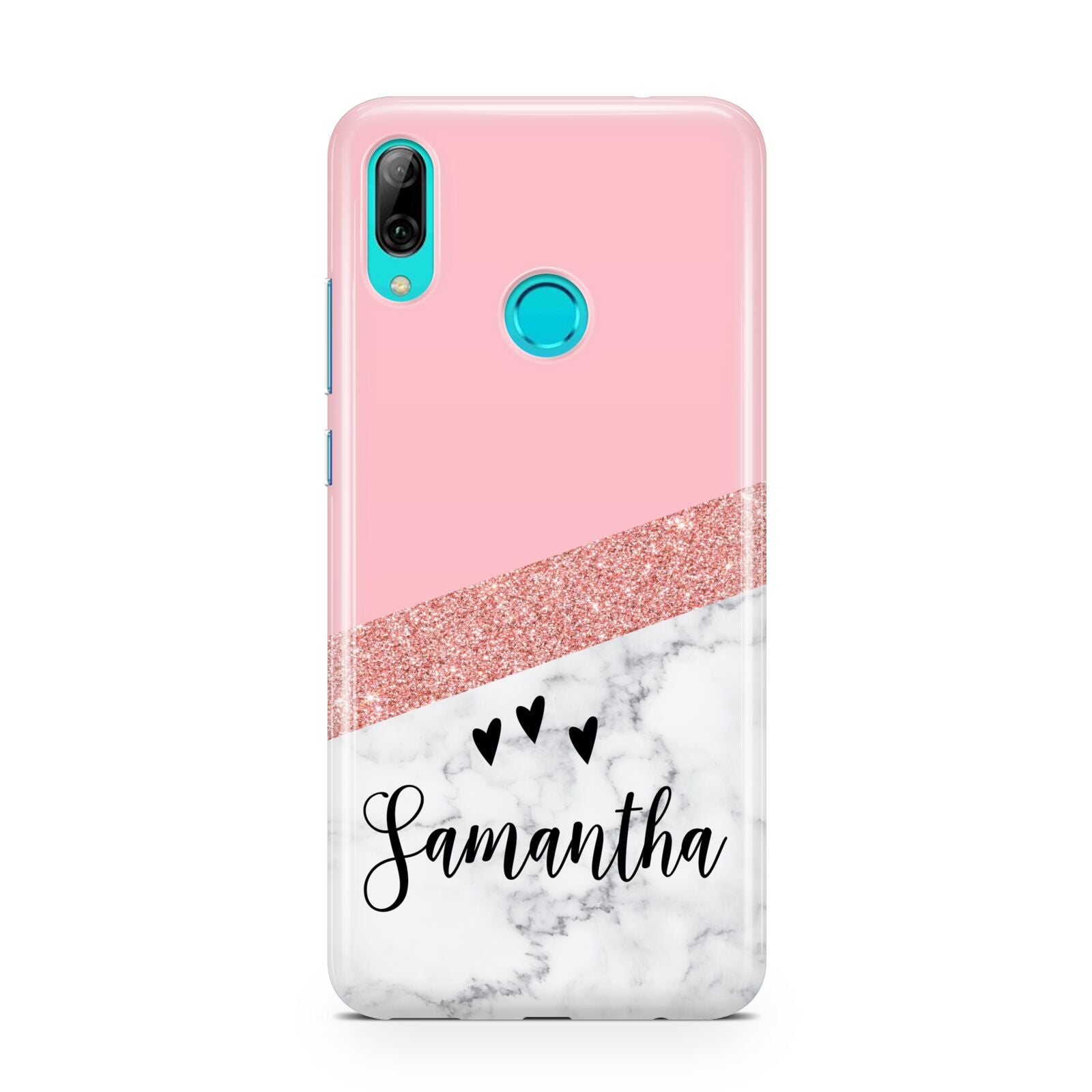 Pink Geometric Marble Personalised Name Huawei P Smart 2019 Case