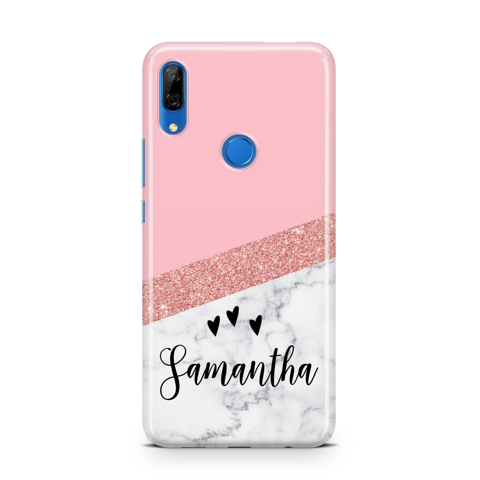 Pink Geometric Marble Personalised Name Huawei P Smart Z