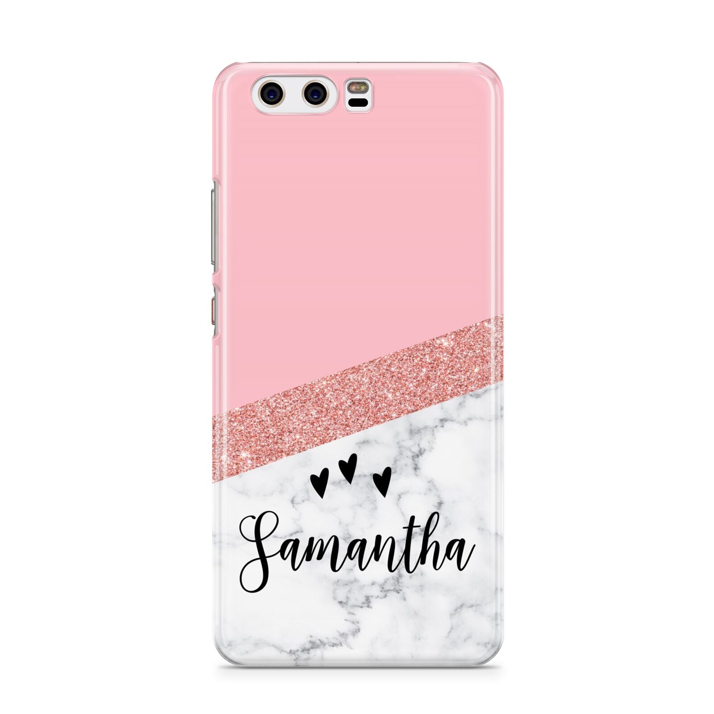 Pink Geometric Marble Personalised Name Huawei P10 Phone Case