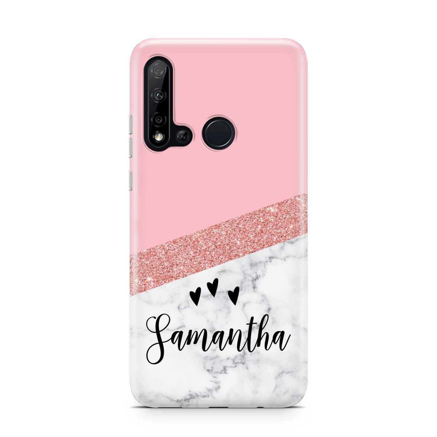 Pink Geometric Marble Personalised Name Huawei P20 Lite 5G Phone Case