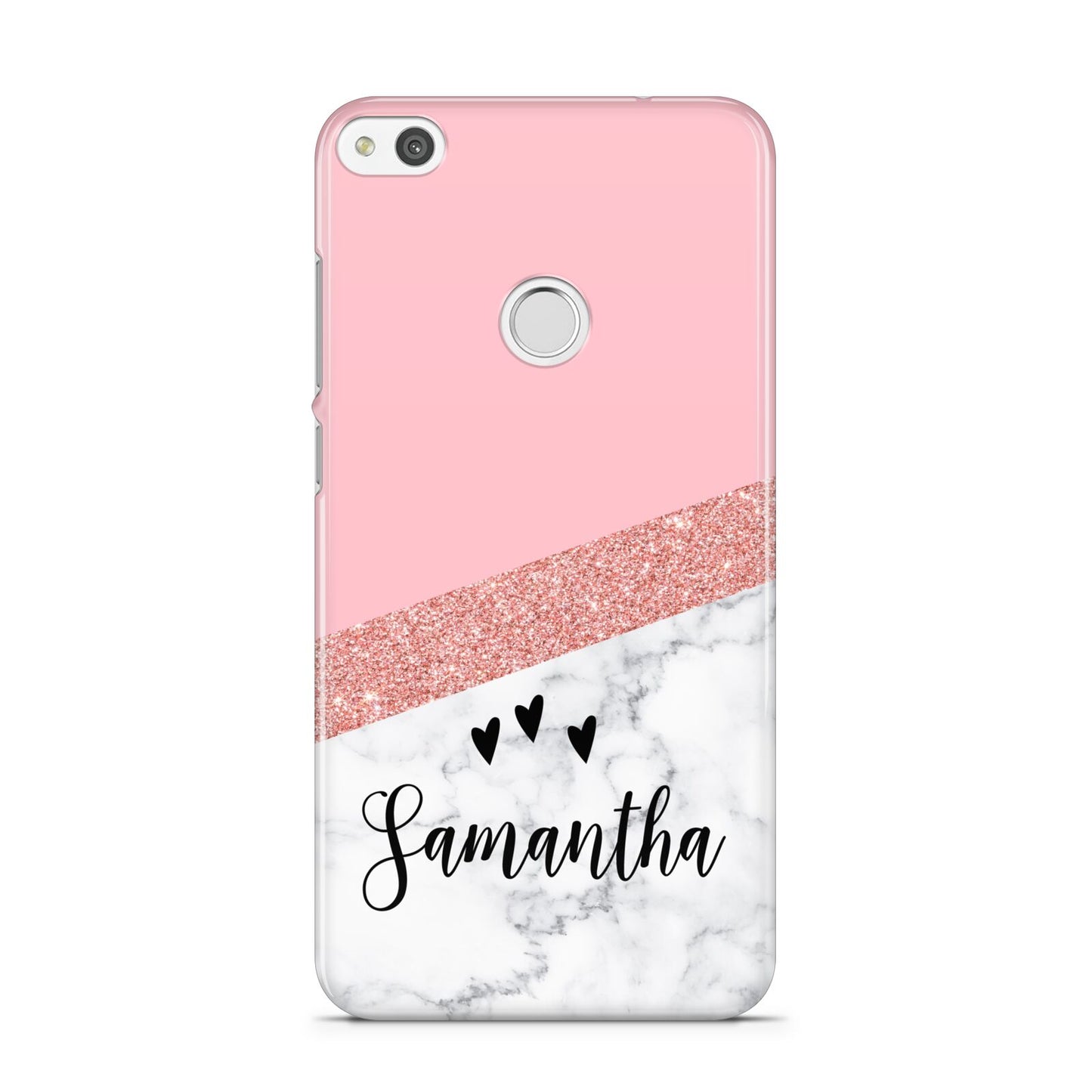 Pink Geometric Marble Personalised Name Huawei P8 Lite Case