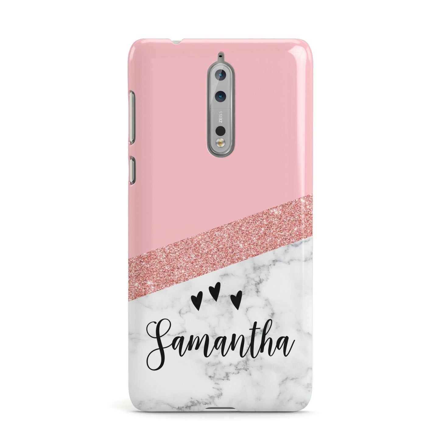 Pink Geometric Marble Personalised Name Nokia Case